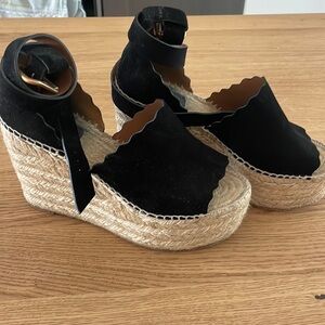 Chloé Lauren espadrille wedged sandal in Black